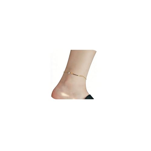 Dainty Gold Anklets for Women Stainless Steel Simple Ankle Bracelets Summer Beach Foot Chain Jewelry Gift - color: Smile CZ