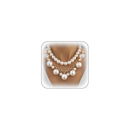 Chunky Gold Layered Big Pearl Beaded Statement Necklaces for Women | Large White Faux Pearls Beads Stack Choker Necklace Trendy Wedding Bridal Prom Statement Jewelry Formal Cluster Bib Necklace