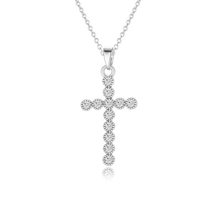 Cross Necklace for Women, 14K Gold Plated Cubic Zirconia Cross Pendant Necklace, Trendy Christian Jewelry Gifts for Baptism First Communion Christmas - color: Style E - Silver