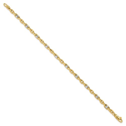 14K Two-tone Gold Polished Link Chain Bracelet 7.5"