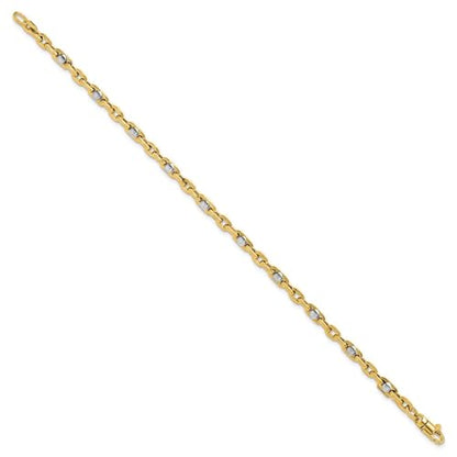 14K Two-tone Gold Polished Link Chain Bracelet 7.5"