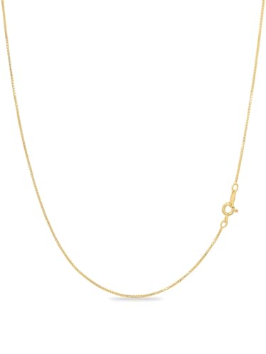 KEZEF 18K Gold Plated 925 Sterling Silver Box Chain Necklace for Women, 1mm Thin & Sturdy Italian Chain Necklace, Rose Gold & Silver Available, 15/16/18/20/22/24/30 - Inch - color: Gold, size: 16 Inch