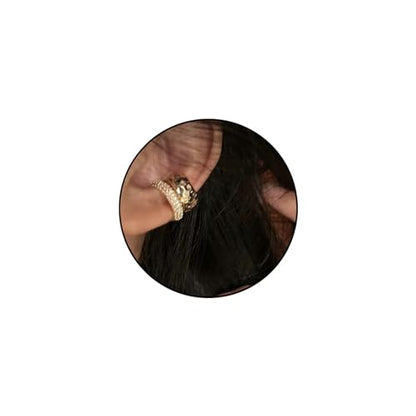 Ear Cuffs Earrings for Women Non Piercing Cartilage Cuff Wrap Clip on Earrings Trendy Pearl Rhinestone Tassel Chain Earrings Jewelry for Women - color: Chunky Rhinestone Cuff Gold