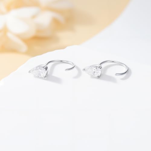 925 Sterling Silver Moissanite Huggie Half Hoop Earrings for Women - style: style 4