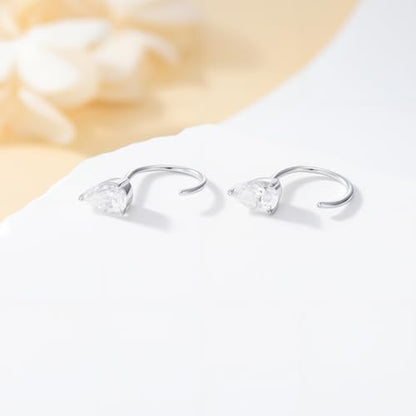 925 Sterling Silver Moissanite Huggie Half Hoop Earrings for Women - style: style 4