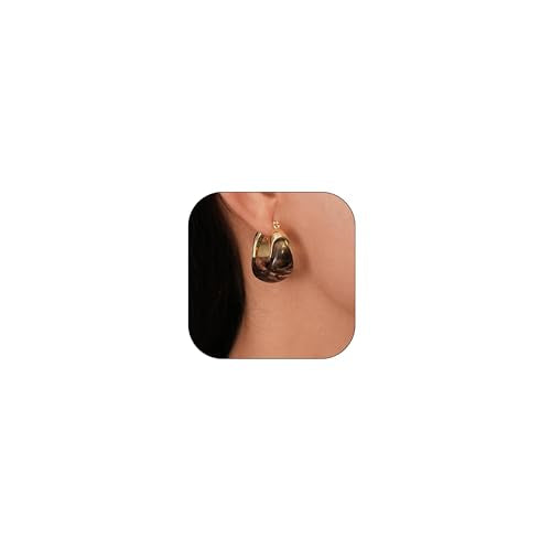 Brown Earrings for Women Chunky Gold Statement Earrings Small Gold Hoop Earring Resin Huggie Earring Square Hoop Trendy Jewelry Gifts for Women Everyday Wear - color: black