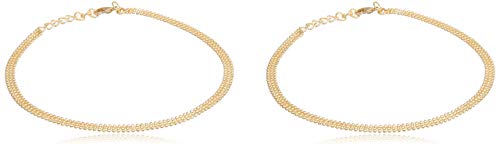 Touchstone Indian anklets for women gold silver payal set jewelry simple jhanjar bollywood handcrafted pretty stylish designer paazeb - style: D059 Gold