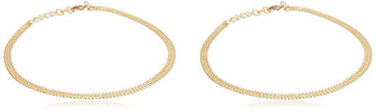 Touchstone Indian anklets for women gold silver payal set jewelry simple jhanjar bollywood handcrafted pretty stylish designer paazeb - style: D059 Gold