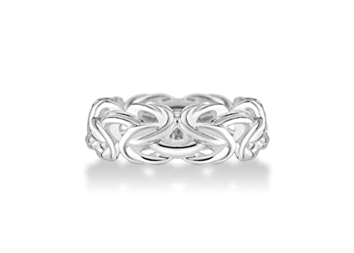 Miabella 925 Sterling Silver Italian 7mm Byzantine Band Ring for Women Made in Italy - size: 9