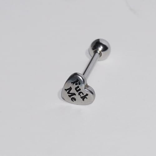 14G Stainless Steel Heart Letter Tongue Rings for Women Silver Tongue Piercing Jewelry Cartilage Conch Straight Barbell Studs Tongue & Cartilage Piercing Jewelry 16mm - style: Style3