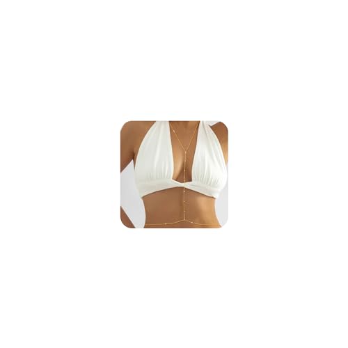BERISO 14K Gold Plated Body Chain for Women - Sexy Waist Beads Chain, Adjustable Beach Body Jewelry, Elegant Bikini Belly Chain, Boho Festival Layered Body Jewelry (26.5-33 Inch) - style: Body Chain-E