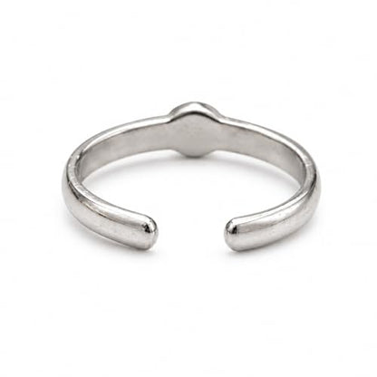 Sterling Silver Toe Ring, Adjustable Open Band, Handmade | Fits Toe, Knuckle or Pinky Ring | One Size Fits Most | Comfortable to Wear | Minimalist Style | Water Resistant - style: Stone Band