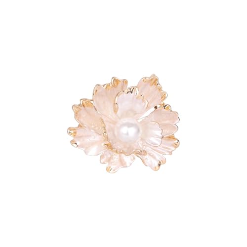 Flower Pearl Brooch Pins for Women Rhinestone Floral Lapel Pin Vintage Jade Orchid Magnolia Brooches Festival Holiday Wedding Party Prom Dress Jewelry Accessories - color: BWhite