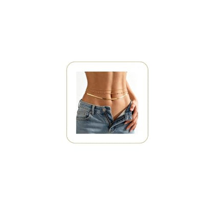 A Miaow Plated Gold Layered Belly Chain 14K Waist Chain Extender Waist Beads Water-Resistant Body Chain Belt for Women Summer Beach Bikini Music Festival Jewelry Accessories - color: Snake 3