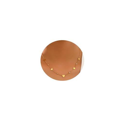 Dainty Necklaces with CZ Inlaid Minimalist Stackable Fashion Gifts - color: Heart-GD