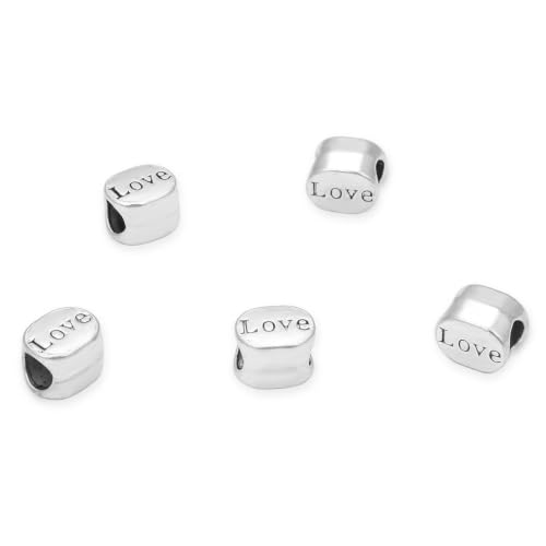 40pcs Love Beads Large Hole Beads (4.5mm Hole) Antique Silver - size: Love Bead