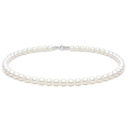 Zeffy Pearl Necklace 4MM/6MM/8MM Dainty Round Imitation Pearl Choker Necklace Wedding Pearl Necklace Delicate Jewelry for Women Simple Bridesmaid Jewelry Gifts - style: 6mm Silver Pearl Necklace(18")