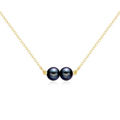 KECHO 14K Real Gold Beads Pendant Necklace Solid Yellow Gold Jewelry Anniversary Birthday Gifts for Women - color: Black Pearl 2