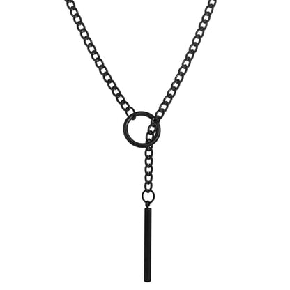 sroyte Slip Chain Necklaces for Women,Stainless Steel O-Ring Adjustable Lariat Y-Necklace,Punk Gothic Cuban Collar Choker Necklace for women - size: 31"