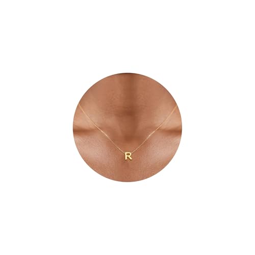 Gold Initial Necklace for Women - Dainty Letter Pendant Necklaces, Adjustable 18+3 Inch Chain, Personalized Gift Trendy Jewelry for Mom, Daughter, Wife (Choose Letter A-Z) - color: R
