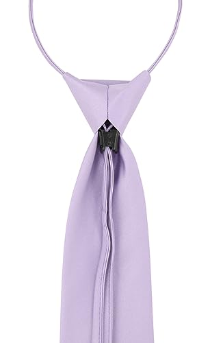 Vesuvio Napoli PreTied Men's Necktie Solid Color Mens Adjustable Zipper Neck Tie - color: Lavender