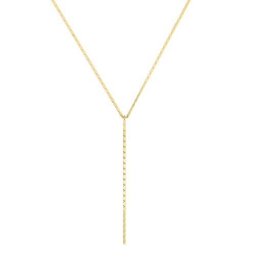 Foxgirl Lariat Gold Necklace for Women, Dainty Long Necklace 14k Gold Plated/Silver Y-Shaped Pendant Necklace Trendy Layered Cz Beaded Chain Drop Necklaces Simple Gold Jewelry For Women Gift - color: Y Necklace-GD