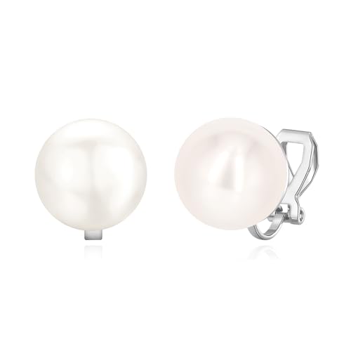 YOQUCOL Simulated Freshwater Pearl Clip On Earrings Not Pierced Elegant Stud Jewelry For Women - color: 12MM-White