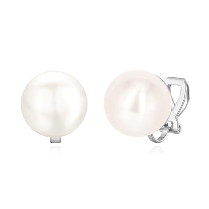 YOQUCOL Simulated Freshwater Pearl Clip On Earrings Not Pierced Elegant Stud Jewelry For Women - color: 12MM-White