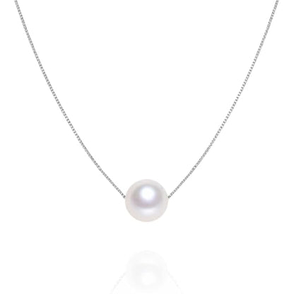 Mother Daughter Pearl Necklace for Women 925 Sterling Silver Box Chain 8mm White Pearl Pendant Necklace Birthday Christmas Gift for Mom