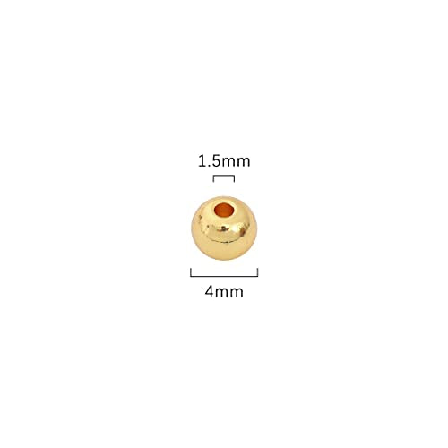 14K Gold Plated Round Spacer Beads 4mm 100pcs for Jewelry Making Findings Non Tarnish - color: 14K Gold, size: 4mm