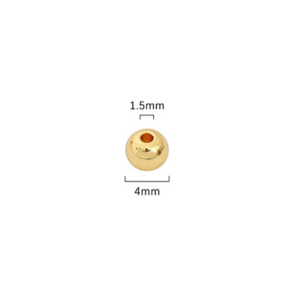 14K Gold Plated Round Spacer Beads 4mm 100pcs for Jewelry Making Findings Non Tarnish - color: 14K Gold, size: 4mm