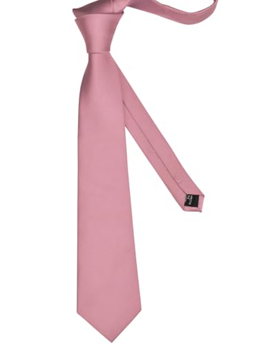 GUSLESON Classic New 3.15"（8cm） Men's Solid Color Necktie Wedding Business Tie + Gift Box - color: Dusty Rose
