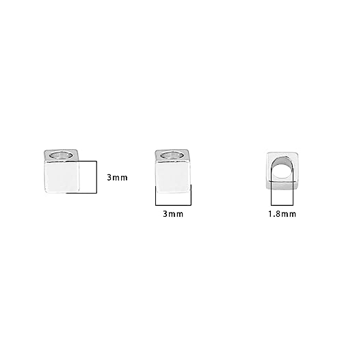 Silver Plated Cube Spacer Beads Right Angle 3x3mm 50pcs for Jewelry Making Findings Non Tarnish - color: Silver, size: 3x3mm Right Angle Cube