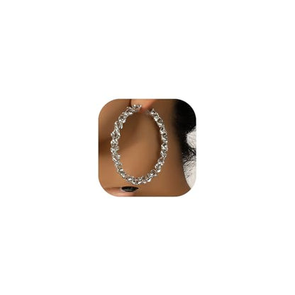 Large Hoop Earrings for Women Trendy, Dainty 70mm Gold/Silver Plated Huggie Hoops Hypoallergenic Post Fashion Statement Jewelry - style: Silver