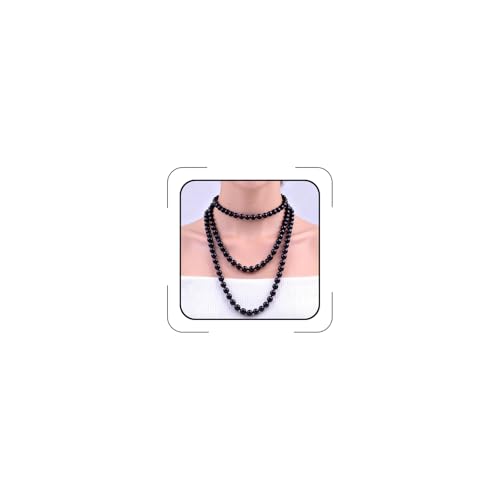 Pearl Necklaces for Women 60'' 70" Long Pearl Necklace 15.75'' Pearl Choker Necklace Chunky Bead Layered Faux Pearl Dangle Wedding Bridal 1920s Gatsby Christmas Costume Jewelry Gifts - color: Black-60''