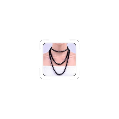 Pearl Necklaces for Women 60'' 70" Long Pearl Necklace 15.75'' Pearl Choker Necklace Chunky Bead Layered Faux Pearl Dangle Wedding Bridal 1920s Gatsby Christmas Costume Jewelry Gifts - color: Black-60''