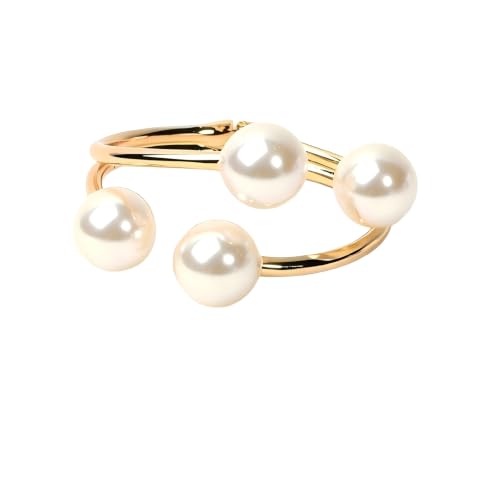 Exquisite and Stylish Gold Bracelet, Fashion Jewelry, Women's Gold Accessories – Ideal Gift for Mom, Wife or Girlfriend - style: Gold Tone Double-Layer Pearl Open Cuff Bracelet