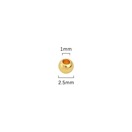 14K Gold Plated Round Spacer Beads 2.5mm 500pcs for Jewelry Making Findings Non Tarnish - color: 14K Gold, size: 2.5mm
