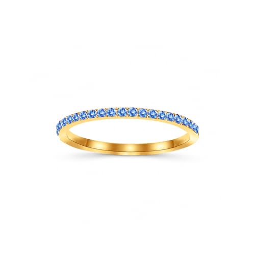 Birthstone Rings For Women, Silver Stackable Cubic Zirconia Stainless Steel Birth Stone Ring To My Daughter/Mom Birthday Unique Gifts Jewelry - color: 03-Gold-March