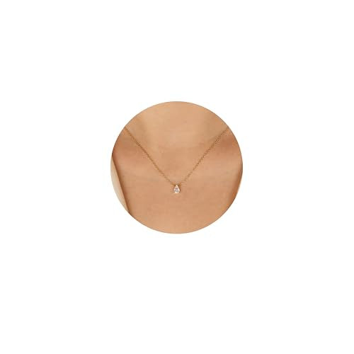 Diamond Pendant Necklaces for Women, Dainty 18k Gold/White Gold Plated Necklace, Gold/Silver Simple Choker Necklaces for Women, Trendy Jewelry Gifts - color: Teardrop -Gold