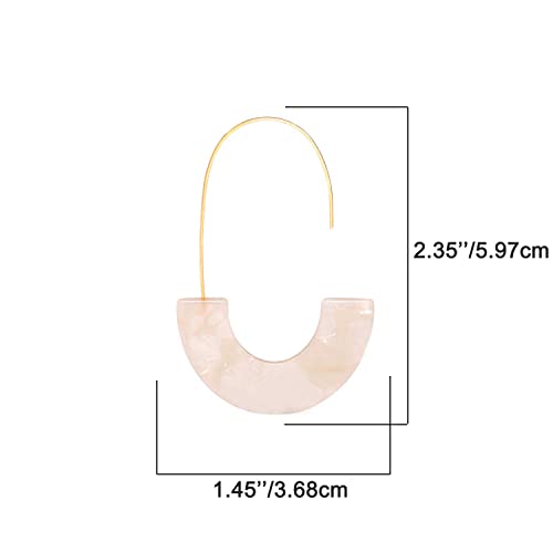 Acrylic Earrings Statement Tortoise Hoop Earrings Resin Wire Drop Dangle Earrings Fashion Jewelry For Women - color: A White