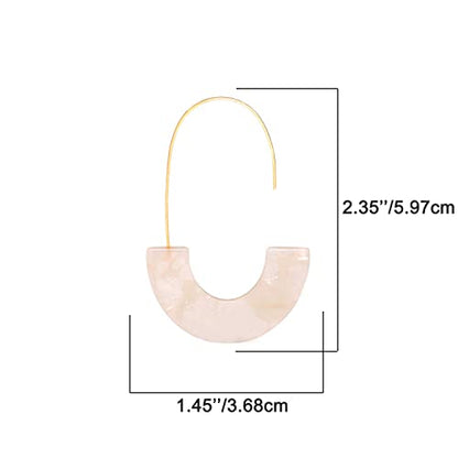 Acrylic Earrings Statement Tortoise Hoop Earrings Resin Wire Drop Dangle Earrings Fashion Jewelry For Women - color: A White