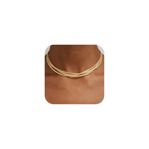 Chunky Gold Necklace Wrap Gold Choker Necklace for Women Gold Statement Necklace Lightweight Non-Tarnish Silver/Gold Collar Necklace Valentines Day Gifts for Her - color: Gold, style: Twisted Snake Choker
