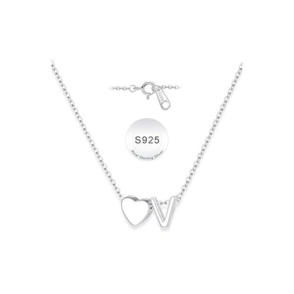 Turandoss S925 Sterling Silver Initial Necklaces for 5-16 Years Old Girls | Dainty Teen Girl Gifts Trendy Stuff Heart Initial A-Z Necklaces Personalized Birthday Jewelry Gifts for Girls - color: V