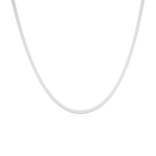 DEARMAY 14K Gold Plated Herringbone Necklaces for Women, Dainty Gold Snake Choker Chain Non Tarnish Trendy Simple Thin & Chunky Options Neckalce 1.5/3/5/6/8mm Chain Jewelry for Gifts - color: SL-3MM 18" Herringbone Necklace