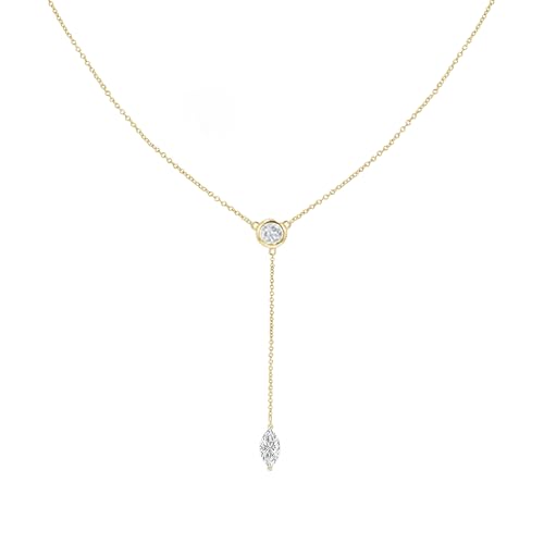 Gold Necklace for Women, Dainty Long Necklace 14k Gold Plated Lariat Long Necklaces for Women Trendy Simple Statement Drop Necklace Fashion Body Chain Prom Jewelry Gold Accessories - color: 6-Gold