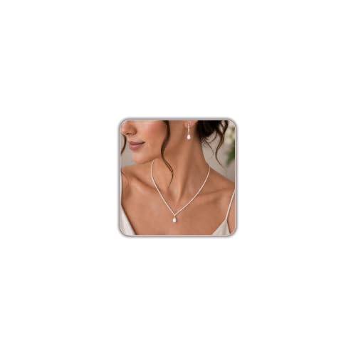 STONEFANS Gold/Silver Jewelry Sets for Women - Dainty Silver Rhinestone Necklace Earring Set Crystal Wedding Jewelry Sets for Brides Prom Accessories Bridesmaid Gifts - color: Pearl-Gold