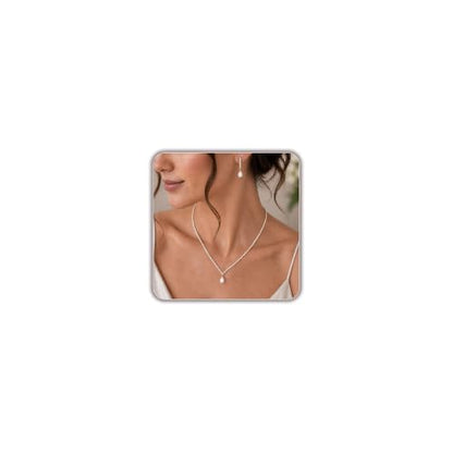 STONEFANS Gold/Silver Jewelry Sets for Women - Dainty Silver Rhinestone Necklace Earring Set Crystal Wedding Jewelry Sets for Brides Prom Accessories Bridesmaid Gifts - color: Pearl-Gold