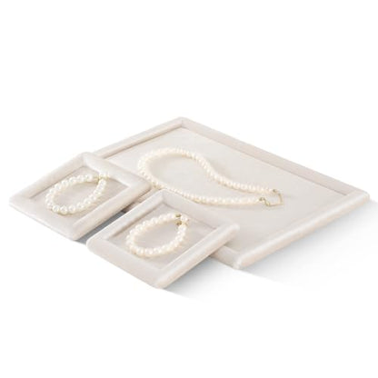 Velvet Jewelry Display Tray for Ring Earrings Necklace Bracelet Flat Tray - color: Beige, size: 12.99 × 9.06 in
