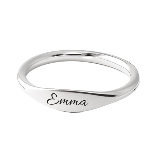 Custom Ring for Women 925 Sterling Silver Name Rings Personalized Initial Ring Engraved Stackable Letter Ring Christmas Birthday Gifts For Mom Grandma Sisters Girlfriend - color: Style 2-Silver